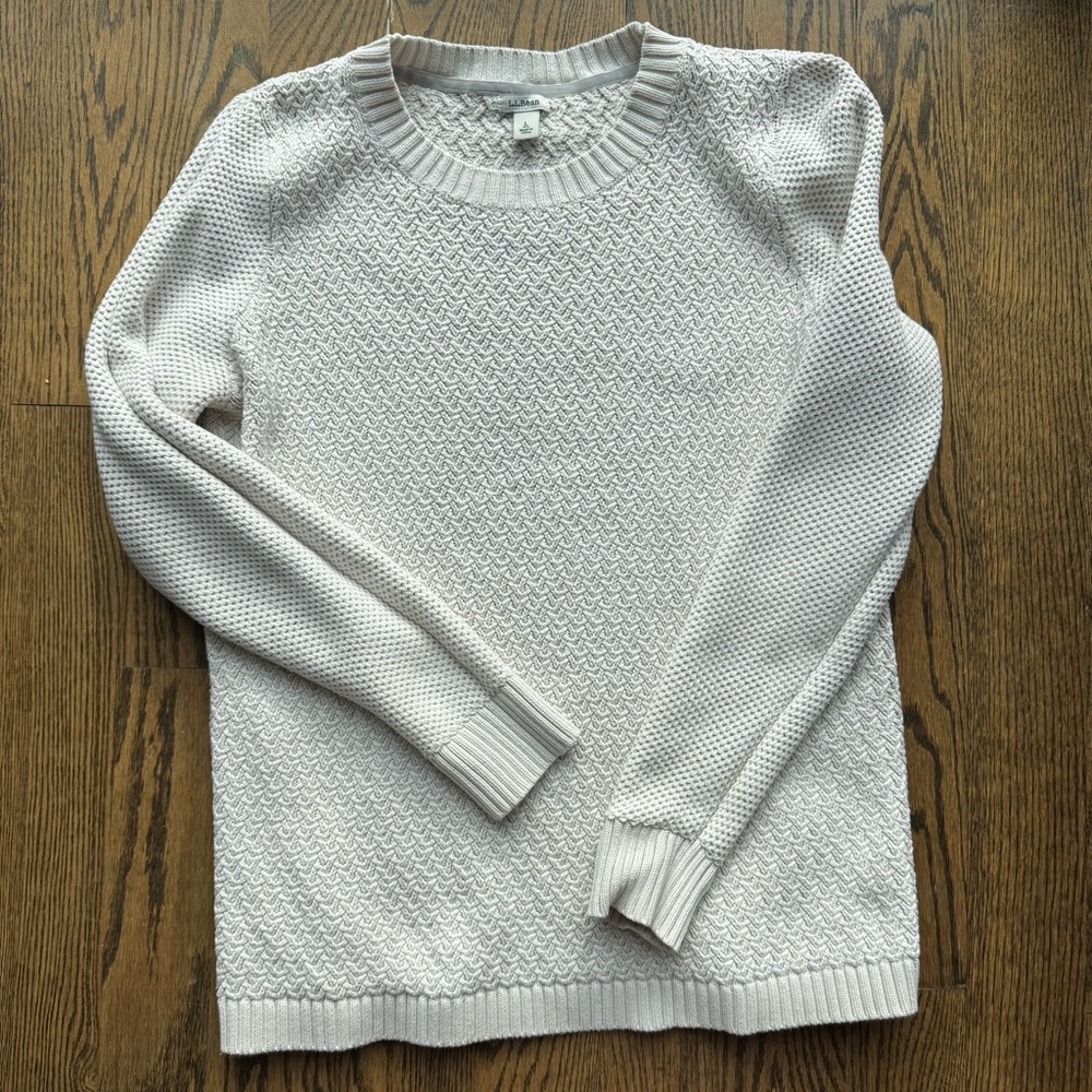 LL Bean 100% Cotton Cable-Knit Sweater Size L